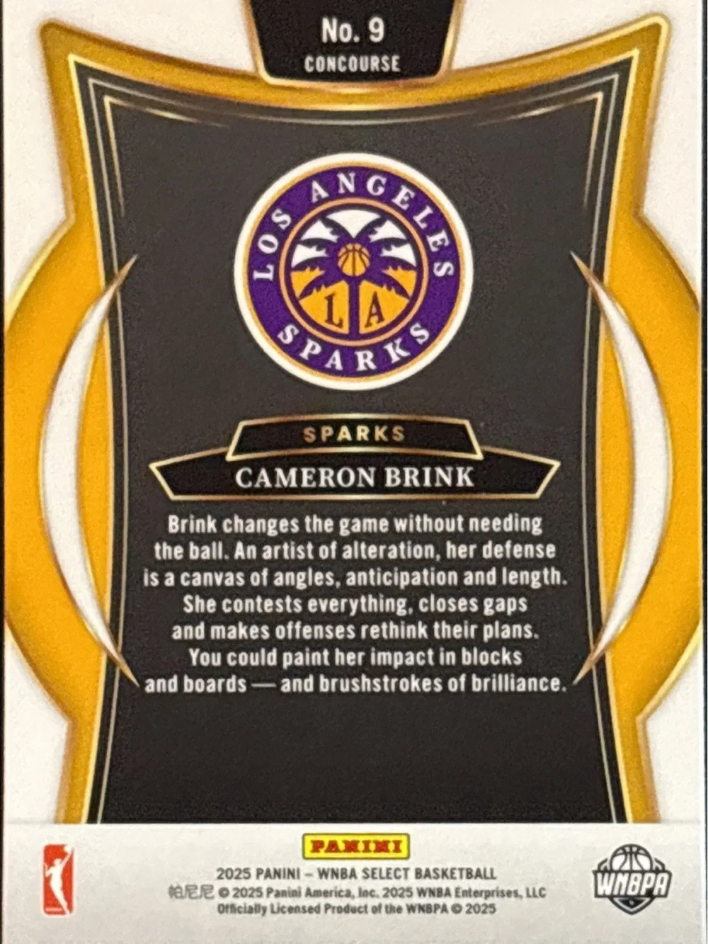Panini Select Cameron Brink Sparks Trading Card